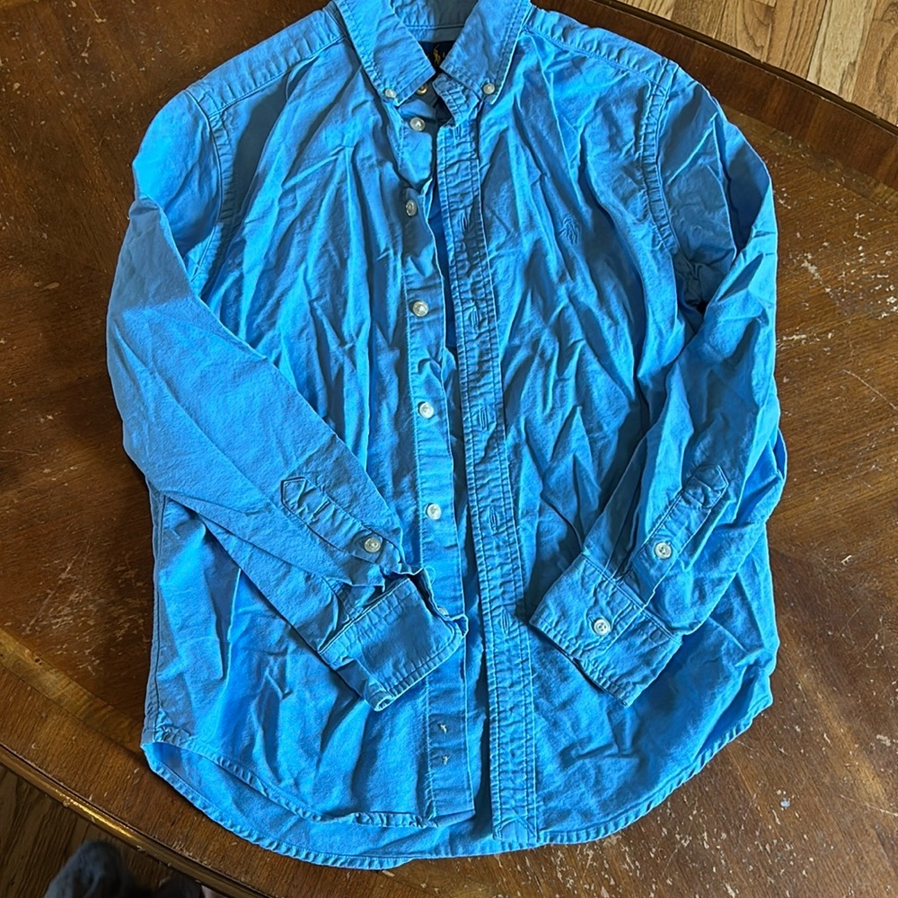 Ralph Lauren Boys Blue Button Down Dress Shirt